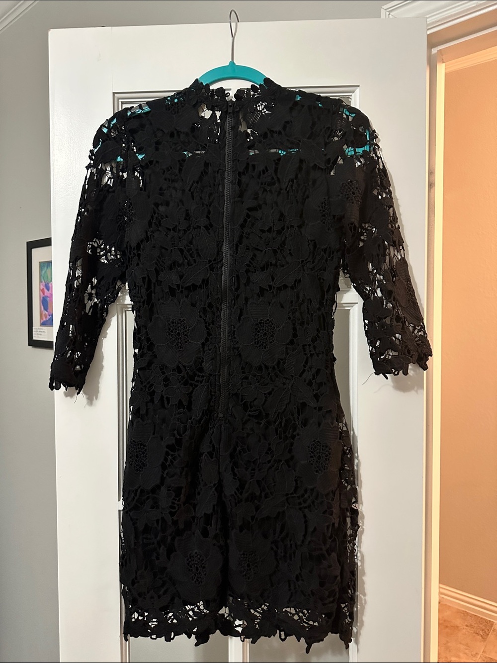 tea n rose Black Floral Lace 3/4 Sleeve Dress - Picture 2 of 4